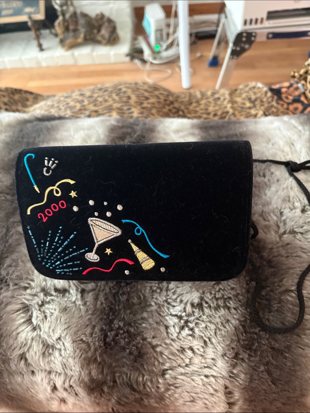 Black Velvet New Year 2000 Embroidered Clutch
